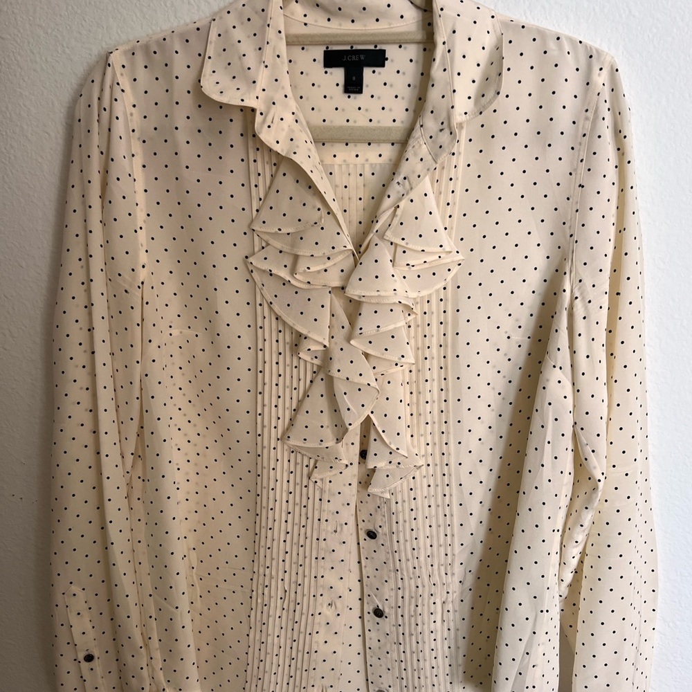 Jcrew silk button up— ruffle detail